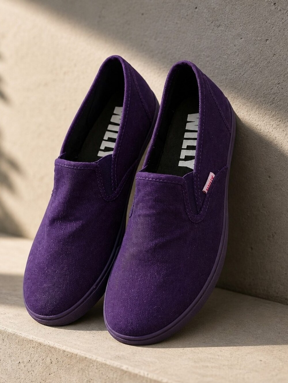 Vintage Willy Brand Purple Canvas Slip-On Shoes #191